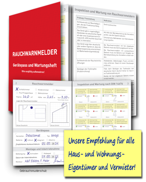 Gerätepass und Wartungsheft für Rauchwarnmelder