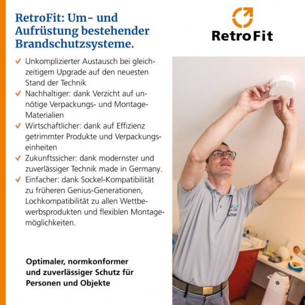 Rauchmelder Hekatron Genius Plus, RetroFit 30er-Montagepack